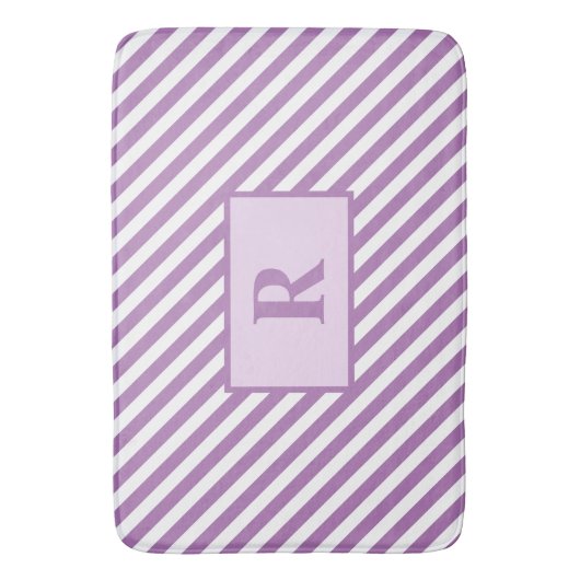 Aangepaste Initiaal Paarse strepen badmat (Voorkant Verticaal)