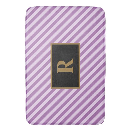 Aangepaste Initiaal Paarse strepen badmat (Voorkant Verticaal)