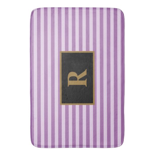 Aangepaste Initiaal Paarse strepen badmat (Voorkant Verticaal)