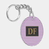 Aangepaste Initiaal Paarse strepen Sleutelhanger (Voorkant Links)