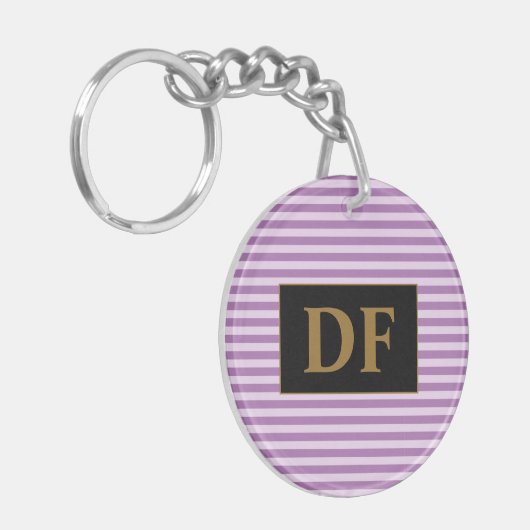 Aangepaste Initiaal Paarse strepen Sleutelhanger (Voorkant Links)