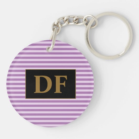 Aangepaste Initiaal Paarse strepen Sleutelhanger (Achterkant)