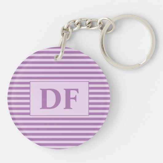 Aangepaste Initiaal Paarse strepen Sleutelhanger (Achterkant)