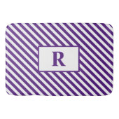 Aangepaste Initiaal Paarse / witte strepen badmat (Voorkant)