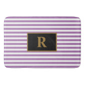 Aangepaste Initiaal Paarse / witte strepen badmat (Voorkant)