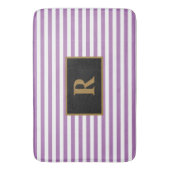 Aangepaste Initiaal Paarse / witte strepen badmat (Voorkant Verticaal)