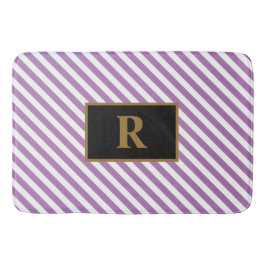 Aangepaste Initiaal Paarse / witte strepen badmat