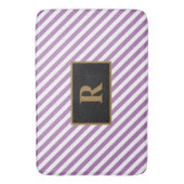 Aangepaste Initiaal Paarse / witte strepen badmat (Voorkant Verticaal)