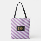Aangepaste Initiaal Paarse / witte strepen Canvas  Tote Bag (Achterkant)