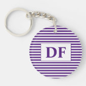 Aangepaste Initiaal Paarse / witte strepen Sleutelhanger (Voorkant)