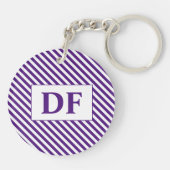 Aangepaste Initiaal Paarse / witte strepen Sleutelhanger (Achterkant)