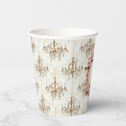 Aangepaste Initiaal Rococo Coquette Regency Party Papieren Bekers (Rechts)