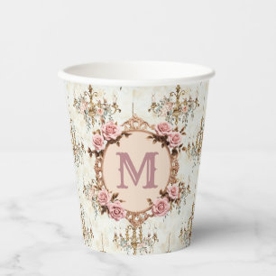 Aangepaste Initiaal Rococo Coquette Regency Party Papieren Bekers