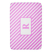Aangepaste Initiaal roze/witte strepen badmat (Voorkant Verticaal)