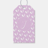 Aangepaste initiaal wit silhouet bladeren paarse cadeaulabel (Voorkant)