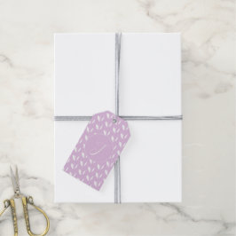 Aangepaste initiaal wit silhouet bladeren paarse cadeaulabel