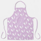 Aangepaste initiaal wit silhouet bladeren paarse schort (Voorkant)