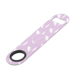 Aangepaste initiaal wit silhouet bladeren paarse speed flessenopener
