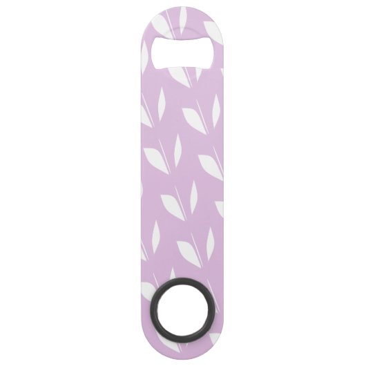 Aangepaste initiaal wit silhouet bladeren paarse speed flessenopener (Achterkant)