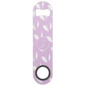 Aangepaste initiaal wit silhouet bladeren paarse speed flessenopener (Voorkant)