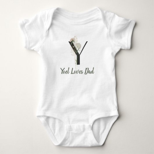 Aangepaste Initiaal Y met zachte kleur bloem Baby Romper (Voorkant)