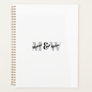 Aangepaste Initiaal zwart-wit monogram Planner