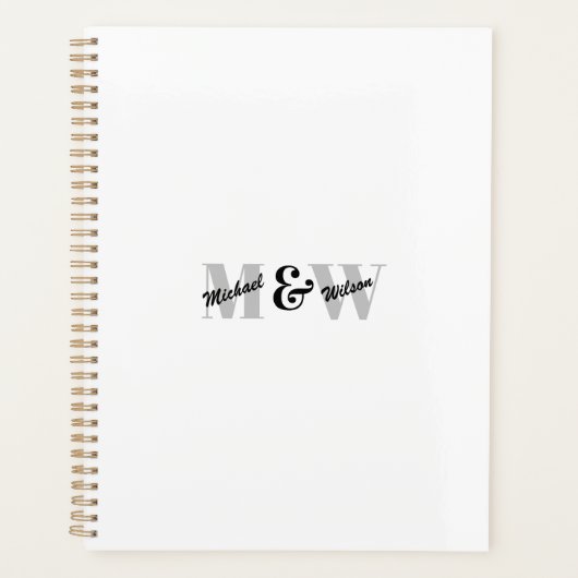 Aangepaste Initiaal zwart-wit monogram Planner (Voorkant)