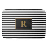 Aangepaste Initiaal zwart/wit strepen badmat (Voorkant)