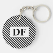 Aangepaste Initiaal zwart/wit strepen Sleutelhange Sleutelhanger (Achterkant)