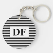 Aangepaste Initiaal zwart/wit strepen Sleutelhange Sleutelhanger (Achterkant)