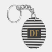 Aangepaste Initiaal zwart/wit strepen Sleutelhange Sleutelhanger (Voorkant Links)