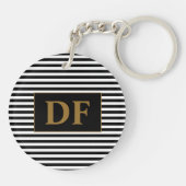 Aangepaste Initiaal zwart/wit strepen Sleutelhange Sleutelhanger (Achterkant)