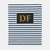 Aangepaste Initialen Blauw/Wit Stripes Fleece Deke (Voorkant)