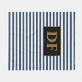 Aangepaste Initialen Blauw/Wit Stripes Fleece Deke (Voorkant (Horizontaal))