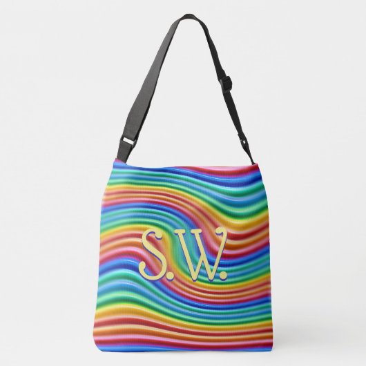 Aangepaste initialen Cross body Rainbow Pride Canv Crossbody Tas (Achterkant)