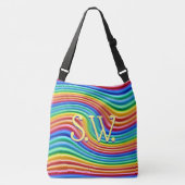 Aangepaste initialen Cross body Rainbow Pride Canv Crossbody Tas (Voorkant)