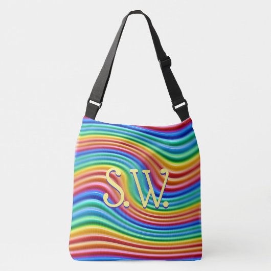 Aangepaste initialen Cross body Rainbow Pride Canv Crossbody Tas (Voorkant)