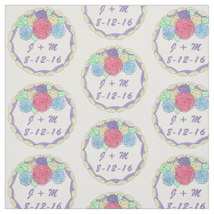 Aangepaste Initialen Datum Floral Wedding Cake Stof