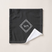 Aangepaste Initialen Elegant Manly Black Chic Art  Bad Handdoek (Wasdoekje)