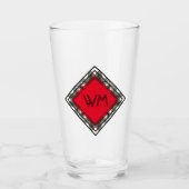 Aangepaste Initialen Elegant Manly Black Red Chic  Glas (Voorkant)