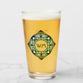 Aangepaste Initialen Elegant Manly Green Chic Art  Glas