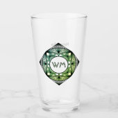 Aangepaste Initialen Elegant Manly Green Chic Art  Glas (Voorkant)