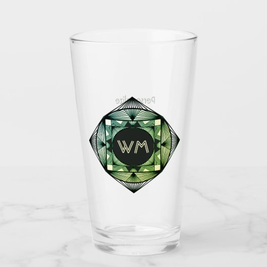 Aangepaste Initialen Elegant Manly Green Chic Art Glas (Voorkant)