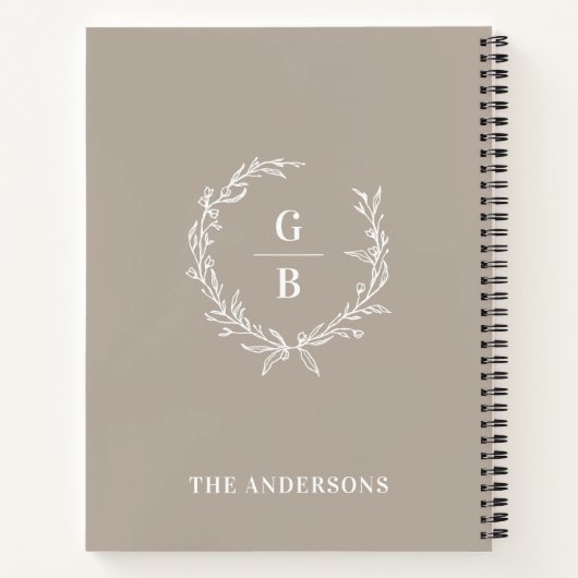 Aangepaste Initialen Elegant Monogram Familie Noti Notitieboek (Achterkant)