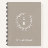 Aangepaste Initialen Elegant Monogram Familie Noti Notitieboek (Voorkant)
