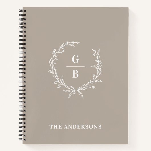 Aangepaste Initialen Elegant Monogram Familie Noti Notitieboek (Voorkant)