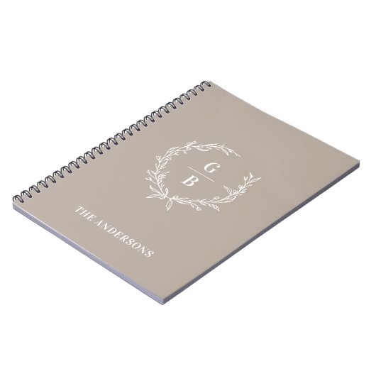 Aangepaste Initialen Elegant Monogram Familie Noti Notitieboek (Linkerzijde)