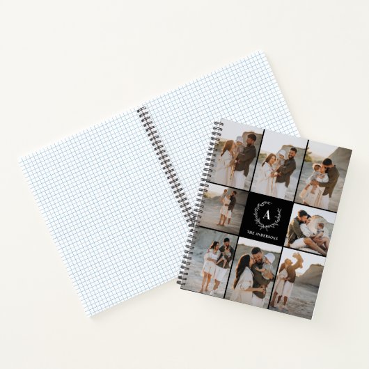 Aangepaste Initialen Elegant Monogram fotocollage Notitieboek (Binnen)