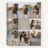 Aangepaste Initialen Elegant Monogram fotocollage Notitieboek (Voorkant)