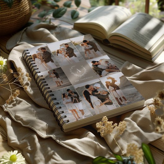 Aangepaste Initialen Elegant Monogram fotocollage Notitieboek